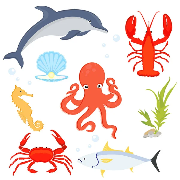 Criaturas marinhas conjunto —  Vetores de Stock