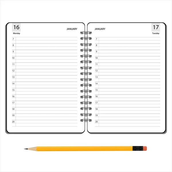 Open planner vector — Stockvector