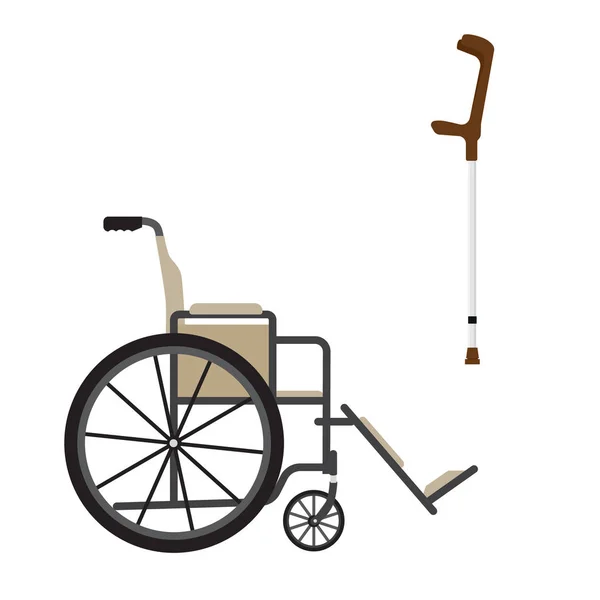 Wózek inwalidzki i chrutches — Zdjęcie stockowe