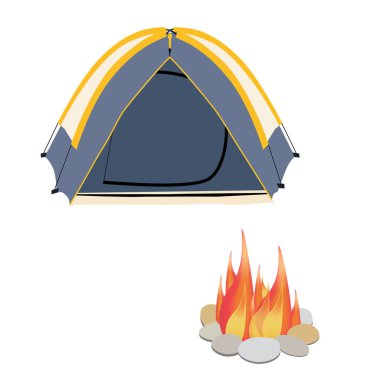 kamp çadırı ve kamp ateşi