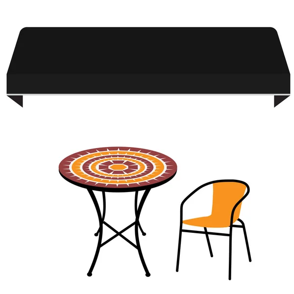 Markise, Tisch und Stuhl — Stockfoto