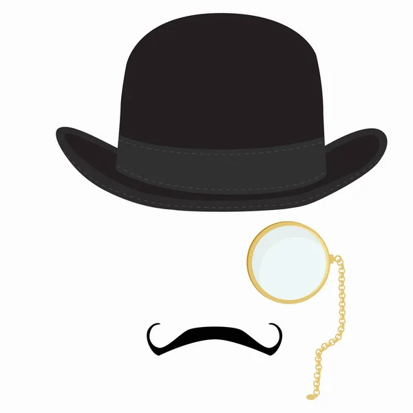 Chapeau, moustache et monocle — Photo