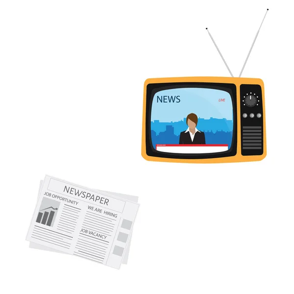 Retro Tv és újság — Stock Fotó