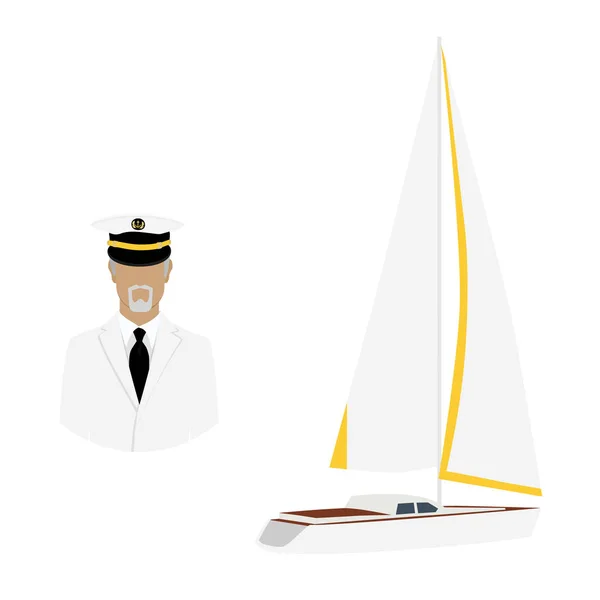 Captain and yacht — Stock Photo, Image