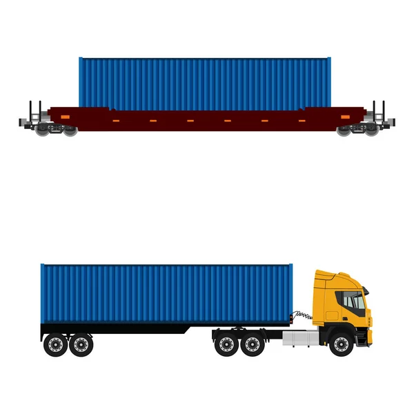 卡车和货运列车 — 图库照片