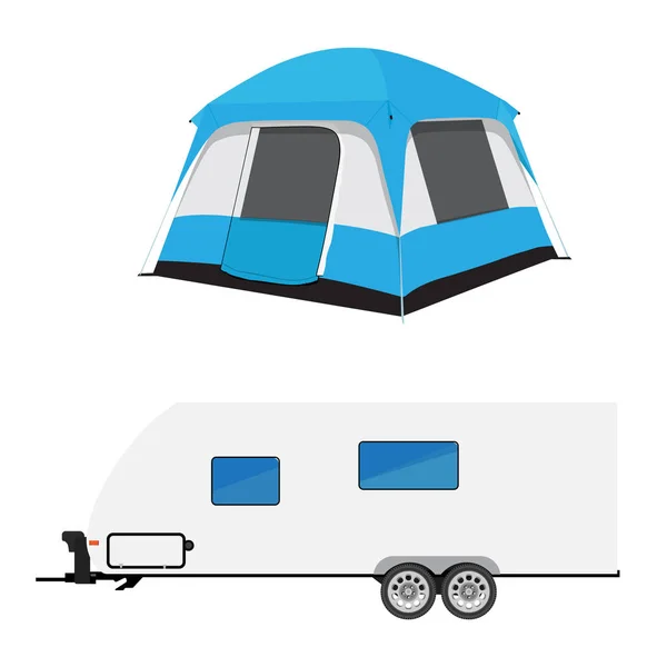 Трейлер и палатка — стоковое фото