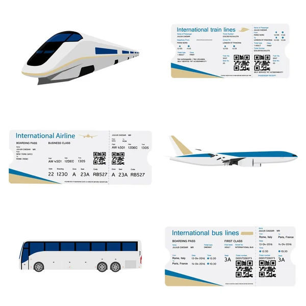Biglietti autobus, aerei e treno — Foto Stock