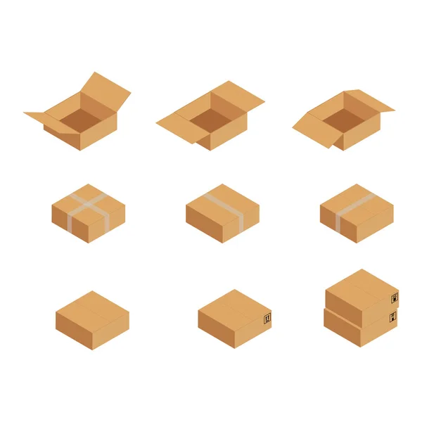 Картонні коробки набір — стоковий вектор