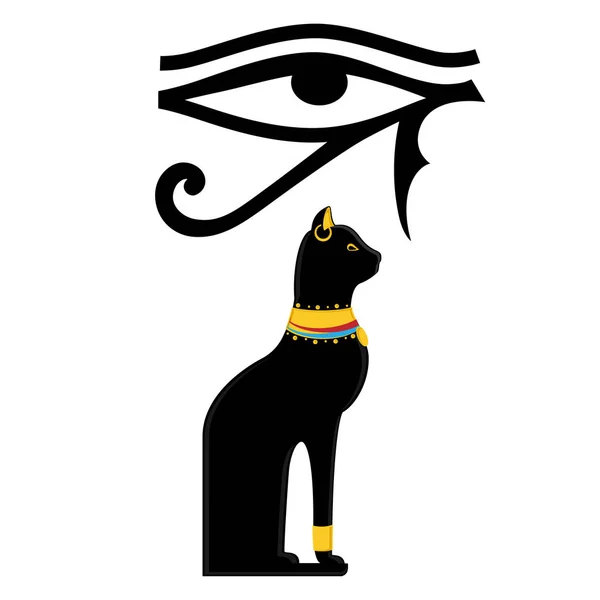 Horus eye and Egypt cat — Stock Photo, Image