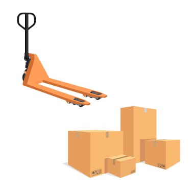 Palet jack ve karton kutular