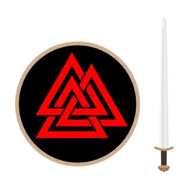 Viking sword and valknut symbol clipart