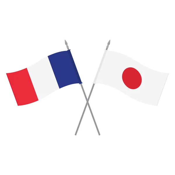 일본 및 프랑스 플래그 — 스톡 사진