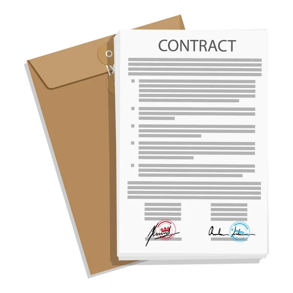 Signed business contract — Stock Vector