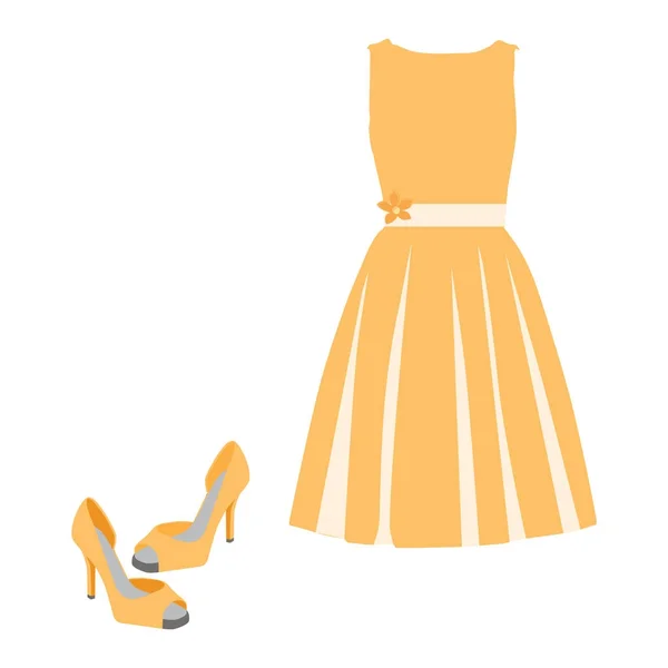 Vestido de verano naranja — Vector de stock