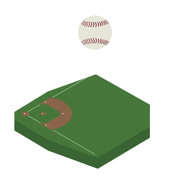 Isometric baseball ball and field — Stock Photo, Image