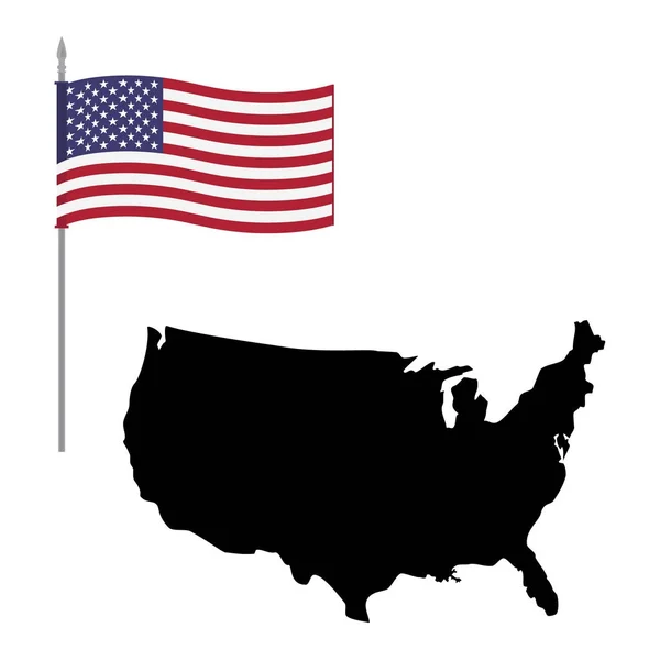 Ikona mapy a vlajky USA — Stock fotografie