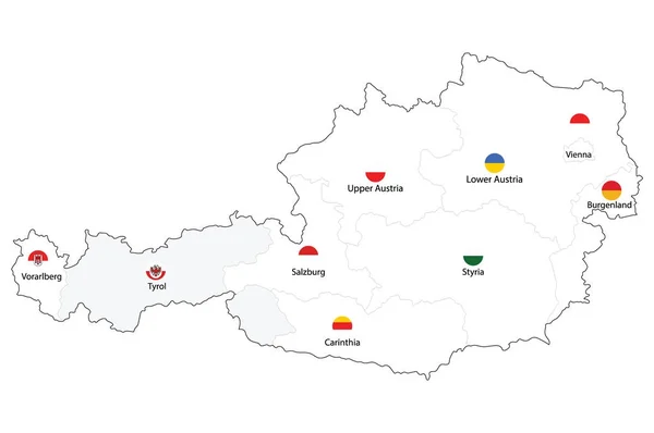 Austria estados federales — Archivo Imágenes Vectoriales