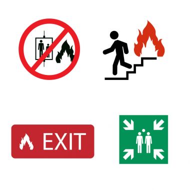 Fire safety icons clipart