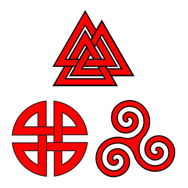 Valknut, kalkan düğüm ve triskelion — Stok fotoğraf