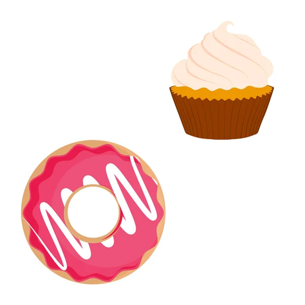 Cupcake und Donut — Stockfoto