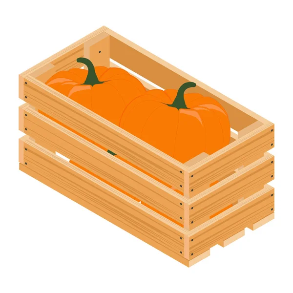 Pumpkins in crate — Stock Vector