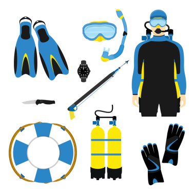 Snorkeling and diving set clipart