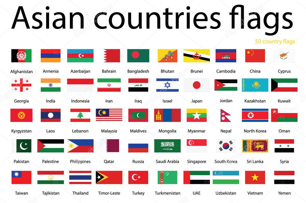 Asian countries flags