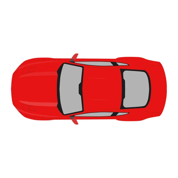 Красный спортивный автомобиль вид сверху. Обычная машина. Спортивный автомобиль на белом фоне — стоковое фото