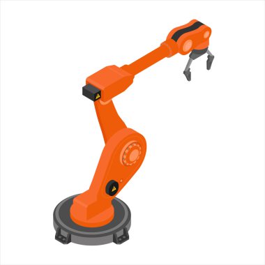 Beyaz arkaplan izometrik görünümünde izole edilmiş robot kol.