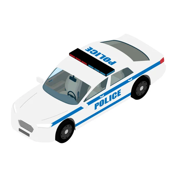 白い背景に隔離された警察の車のアイソメトリックビュー。警察の輸送 — ストック写真