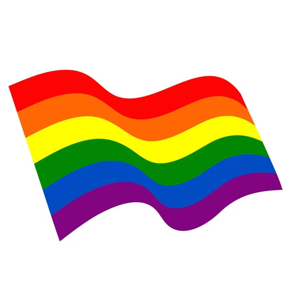 Waving rainbow flag movement lgbt, flat icon. Symbol of sexual minorities, gays and lesbians. — Stock Photo, Image