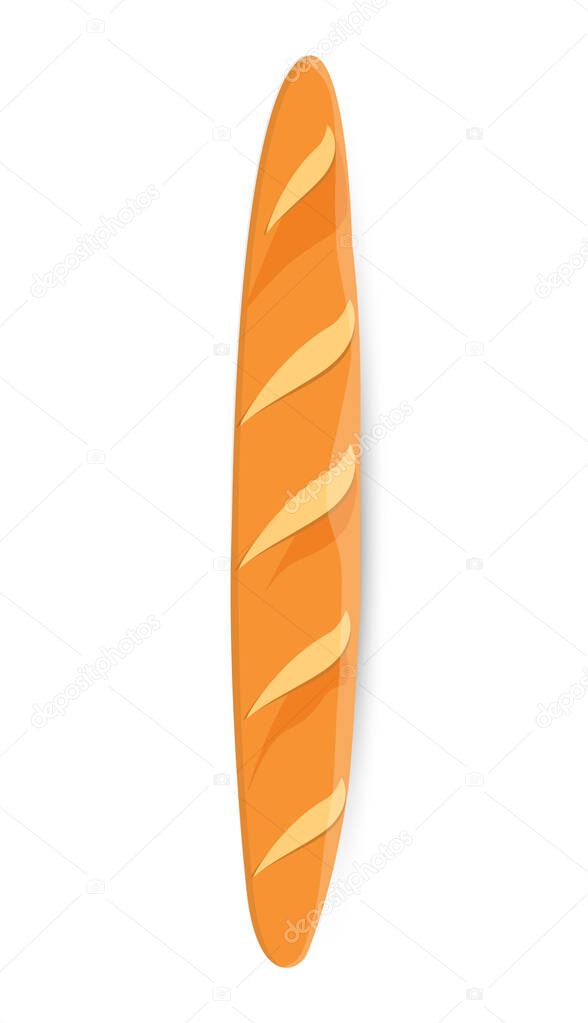 Original french baguette on white background