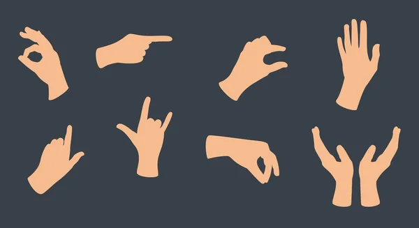 Des mains gestuelles. Ensemble de communication interactive — Image vectorielle