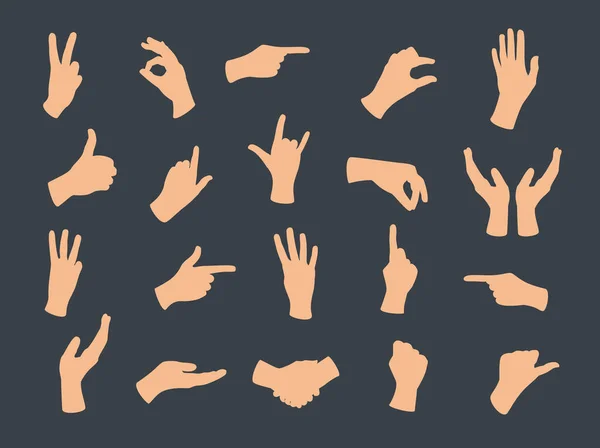 Conjunto de mãos gestuosas. Mão com gestos de contagem, sinal indicador . — Vetor de Stock