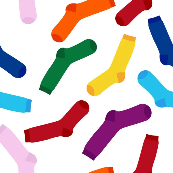 Meias multi-coloridas em um padrão de fundo branco — Fotografia de Stock