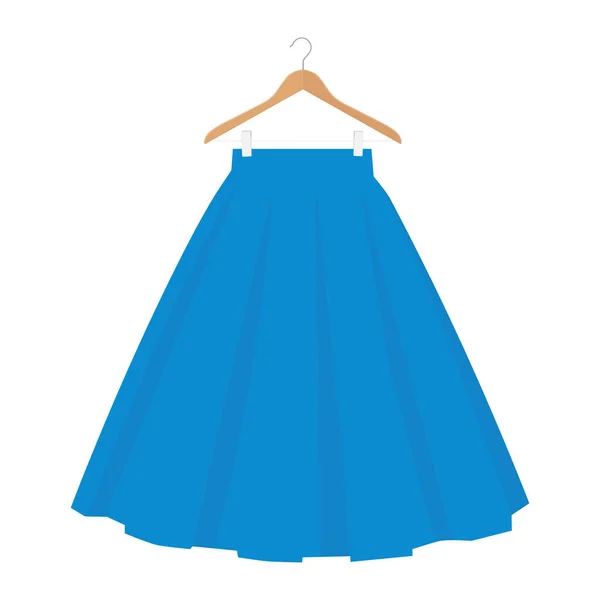 格栅蓝裙模板,设计时尚女性插图. 挂衣架上的女式泡沫裙 — 图库照片