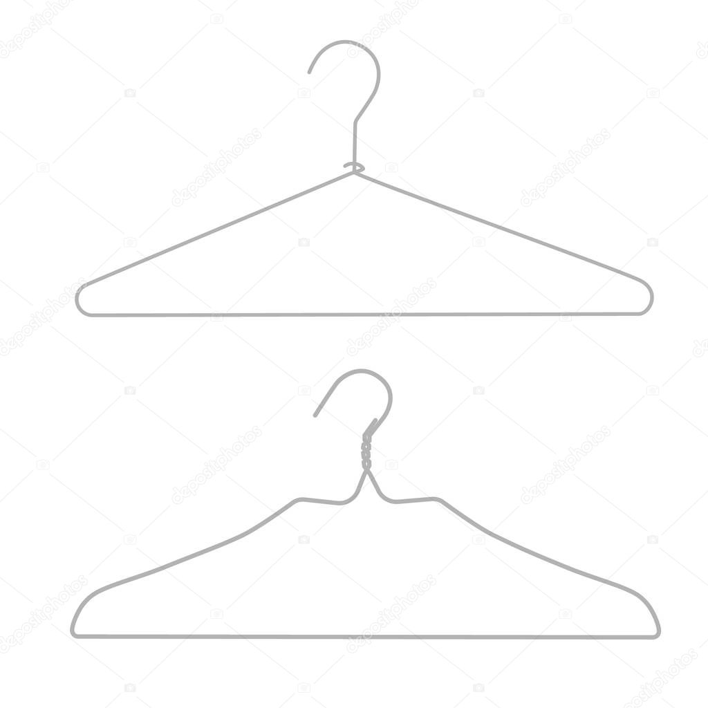 Metal wire hanger, clothes hangers on a white background