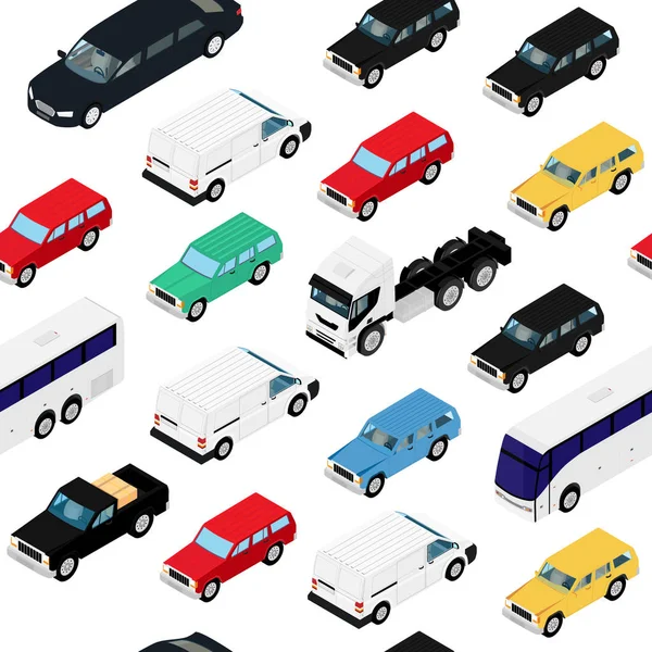 Seamless pattern, background isometric cars. Urban transport. — Stock Photo, Image