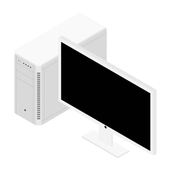 Изометрический вид корпуса и монитора персонального компьютера — стоковое фото