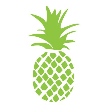 Beyaz arka planda izole edilmiş ananas tropikal meyve silueti.