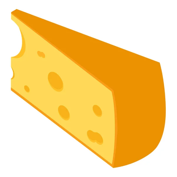 Pedaço de queijo isolado sobre fundo branco vista isométrica — Fotografia de Stock