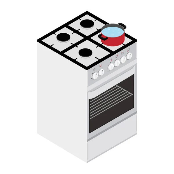 Kochendes Wasser im Kochtopf auf Gasherd, Ofen — Stockfoto