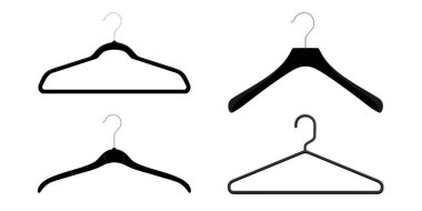 Plastik ve metal tel vestiyer, beyaz bir arka plan üzerinde elbise askısı