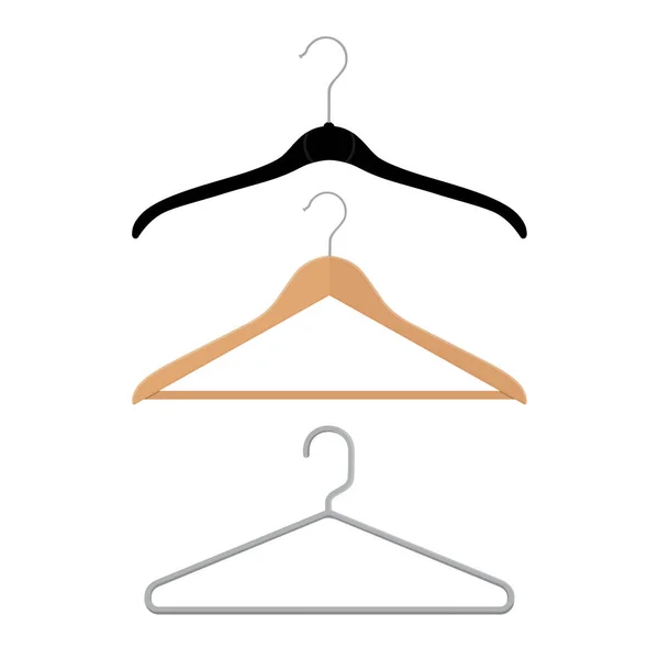Wooden Plastic Metal Wire Coat Hangers Clothes Hanger White Background — Stock Photo, Image