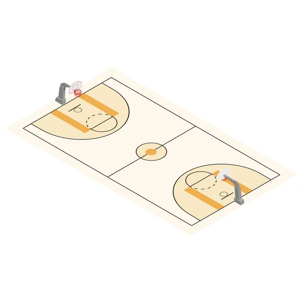 篮球场竞技场等轴测视图 篮球比赛比赛概念 — 图库照片