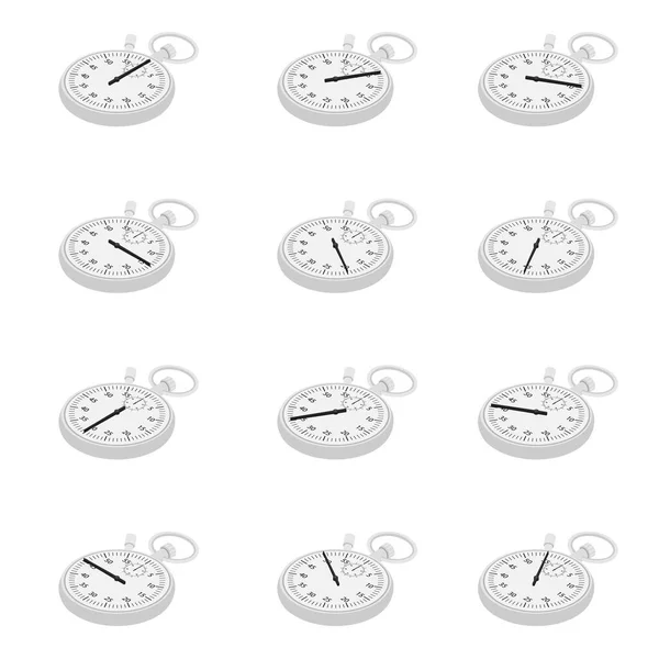 Stopwatch Raster Icon Set Isometric View Counter Isolated White Background — Stock Photo, Image