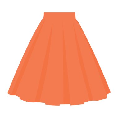 Raster Turuncu etek şablonu, tasarım moda kadını çizimi. Kadın baloncuk eteği