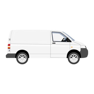 Çok detaylı Kargo Teslimatı Van Raster şablonu. Marka ve Şirket kimlik tasarımı için Mockup Şablonu. Gerçekçi Beyaz Kargo Van.