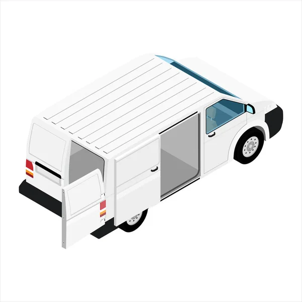 Detailed Cargo Delivery Van Con Porte Aperte Raster Vista Isometrica — Foto Stock