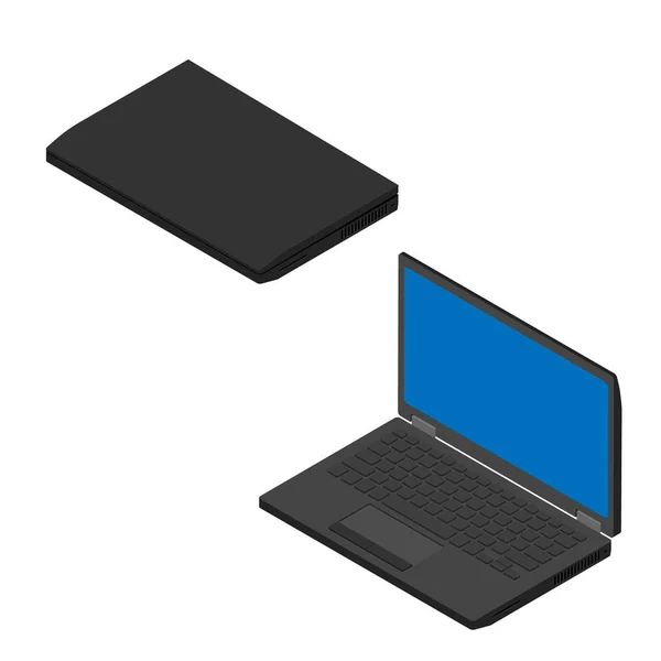 Geopende Gesloten Laptop Computers Collectie Isometrische Weergave Geïsoleerd Witte Achtergrond — Stockfoto